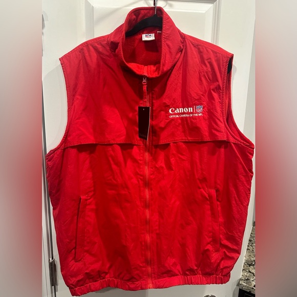 NWT Vintage Men’s NFL Canon Official Camera Red Full Zip Fleece Vest- Size XL - Picture 1 of 12